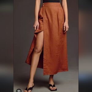 Anthropologie Linen Wrap Skirt